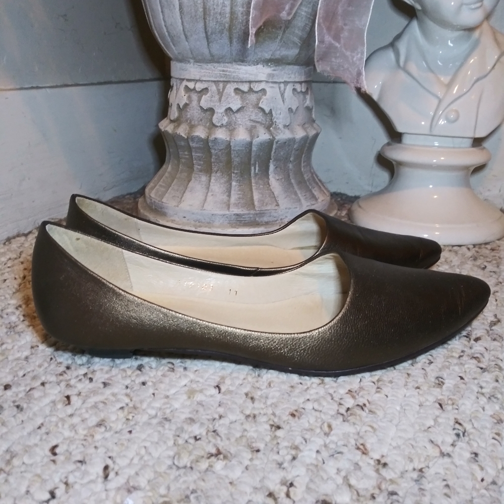 J. Jill Gold Metallic Pointed Toe Flats